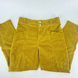 Pilcro Corduroy Zippered Mustard Yellow Mid rise Straight Leg Pants